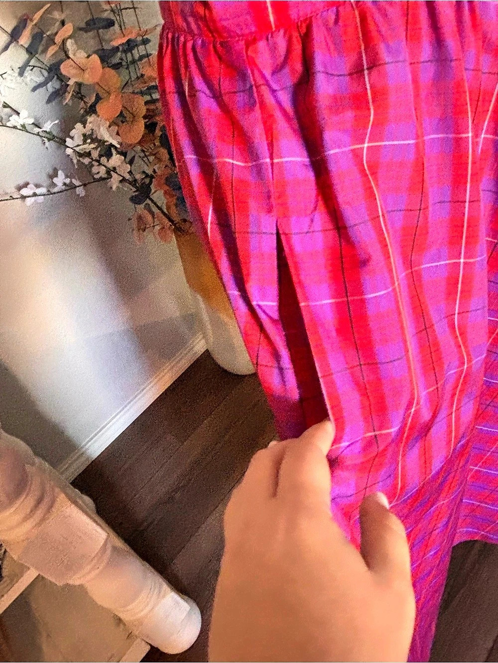 Vintage Jane Schaffhausen belle france Plaid Maxi Skirt in Tomato Red/Purple 12 - Picture 6 of 9